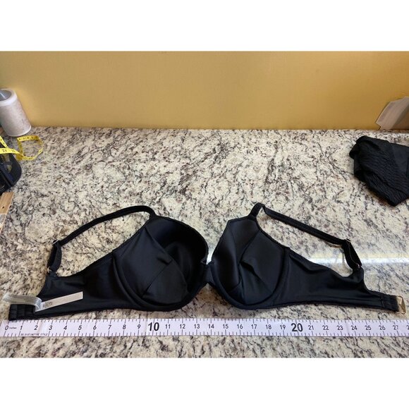 Victorias Secret Textured Bikini Set Black S L 38D Padded Top High-Waist Bottom - Picture 11 of 11